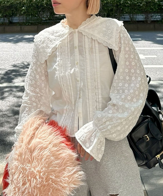 レースセーラーブラウス【オフホワイト】