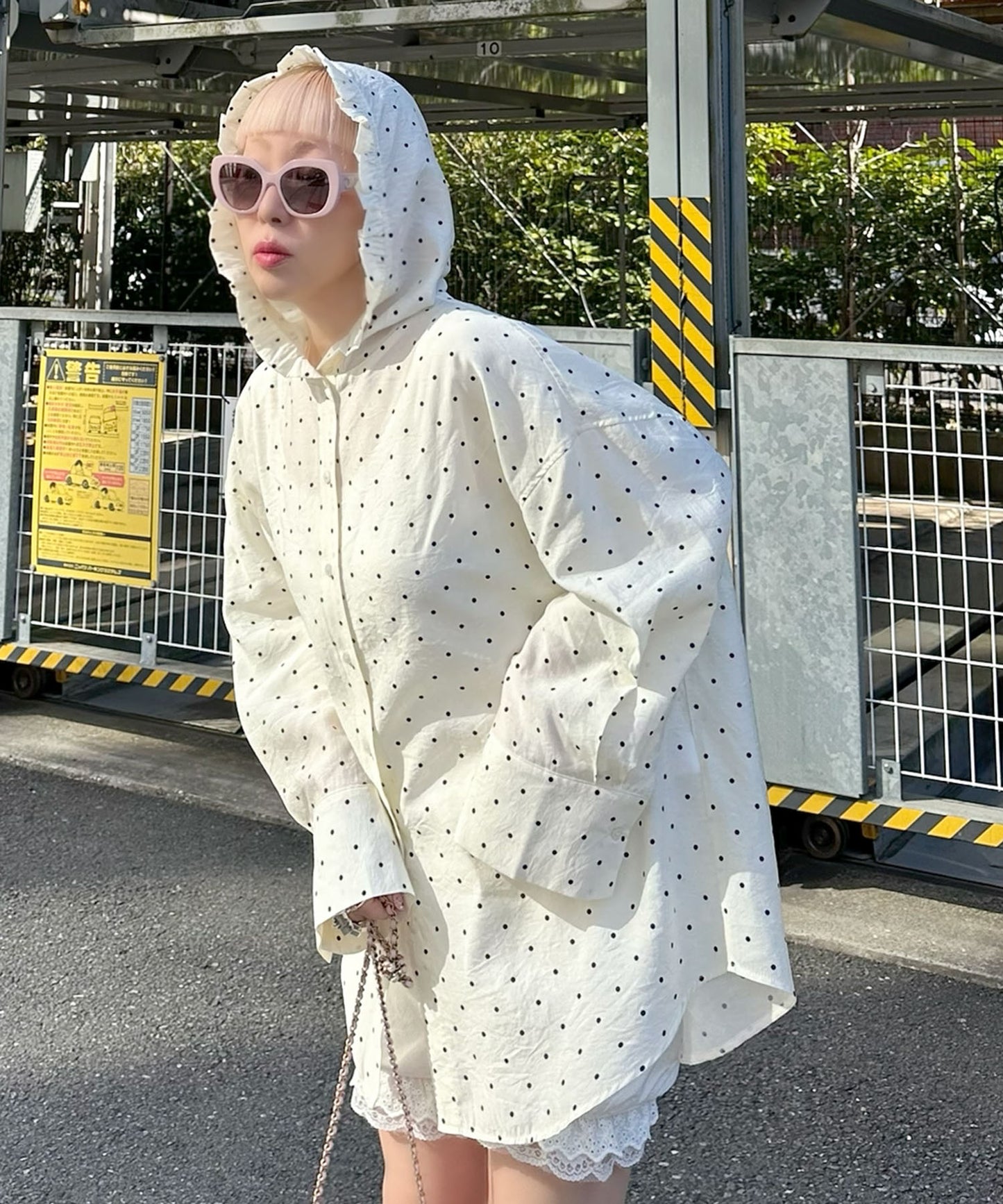 フリフリフードシャツ【ホワイト系】