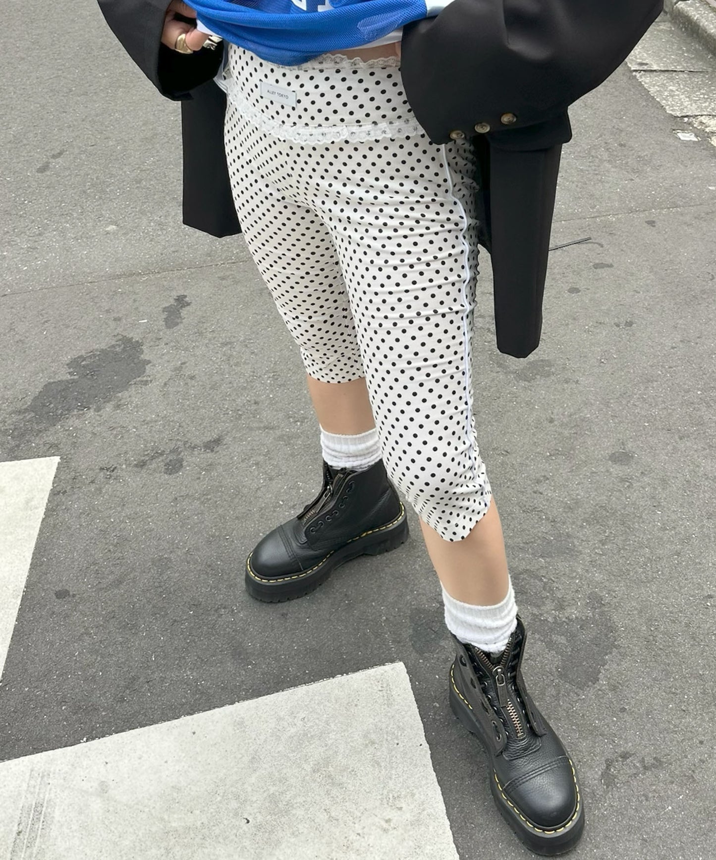 パイピング＆レースカプリパンツ【ホワイト系】