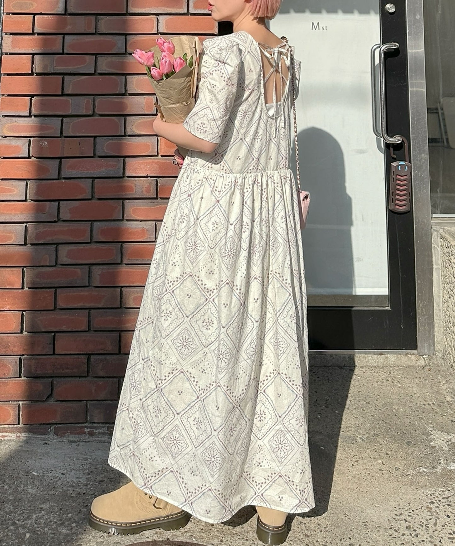 古着っぽワンピ【ホワイト系】