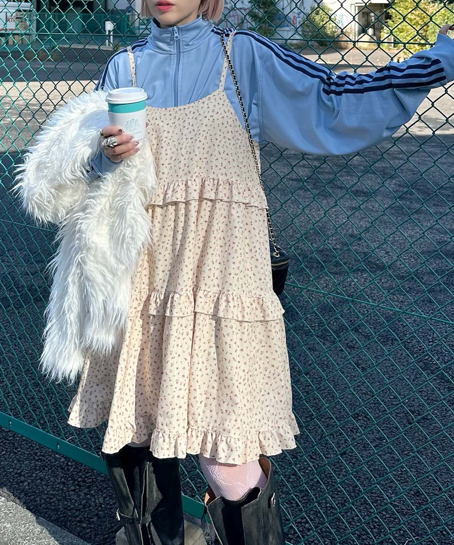 フリルティアードキャミワンピミニ【イエロー】