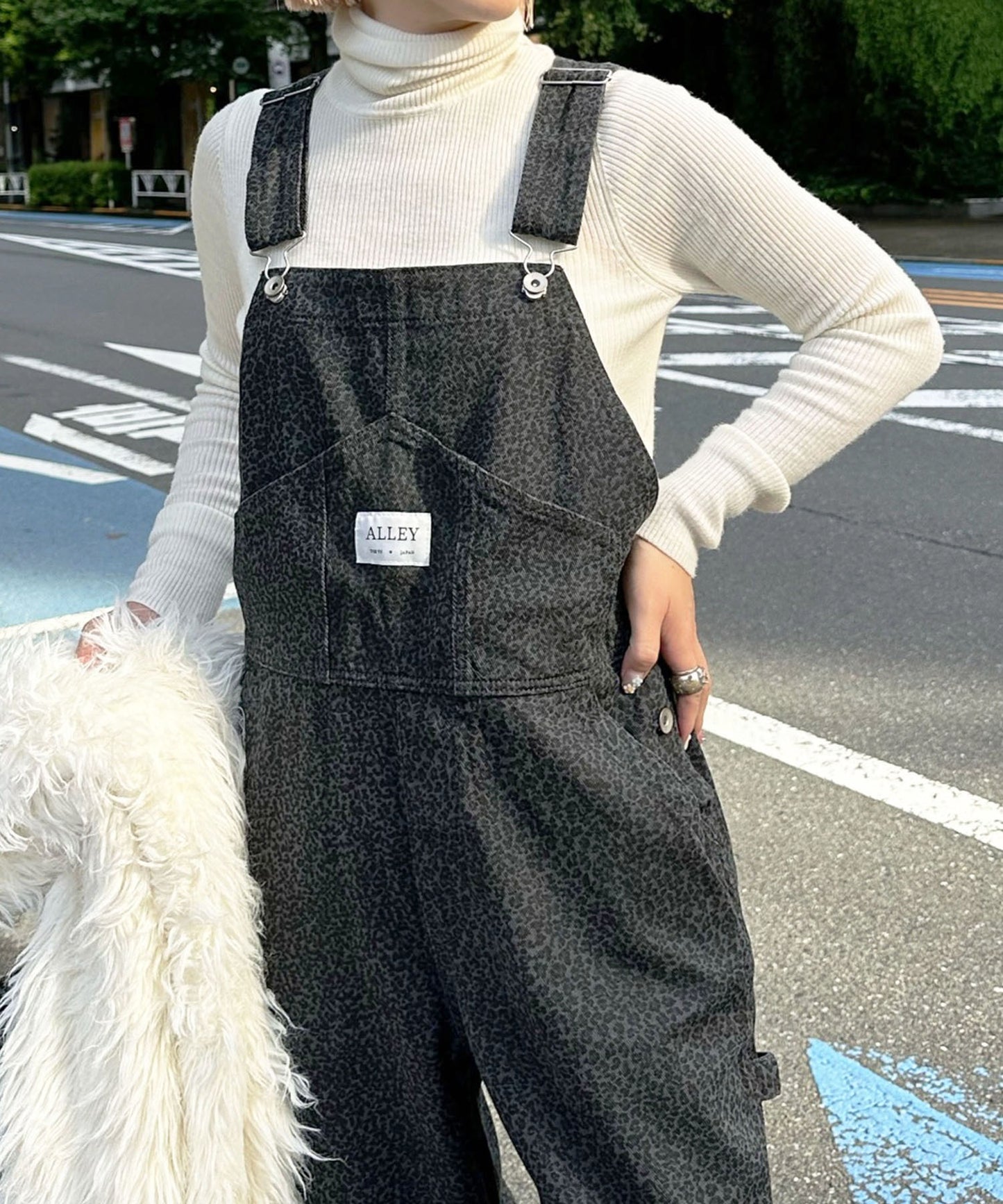 いろんな柄サロペット【グレー】