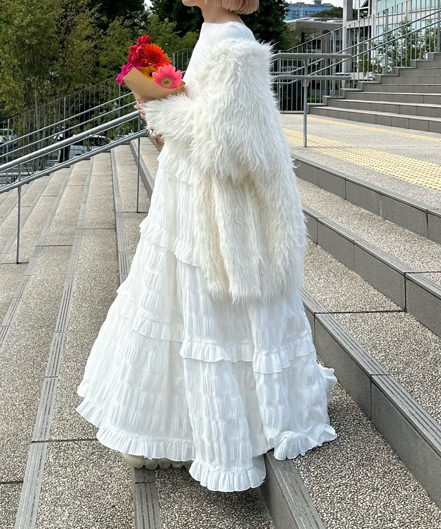 フリルティアードキャミワンピ【オフホワイト】