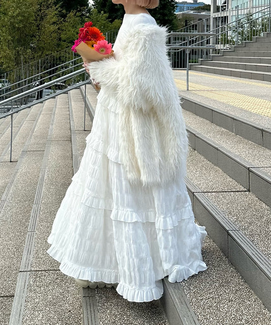 フリルティアードキャミワンピ【オフホワイト】