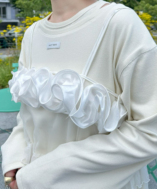 サテンのお花風ビスチェ【オフホワイト】