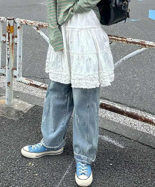 裾フリフリコットンスカート【オフホワイト】