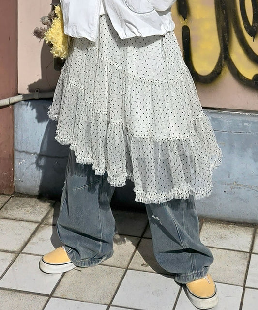 ドットアシメチュールスカート【アイボリー】