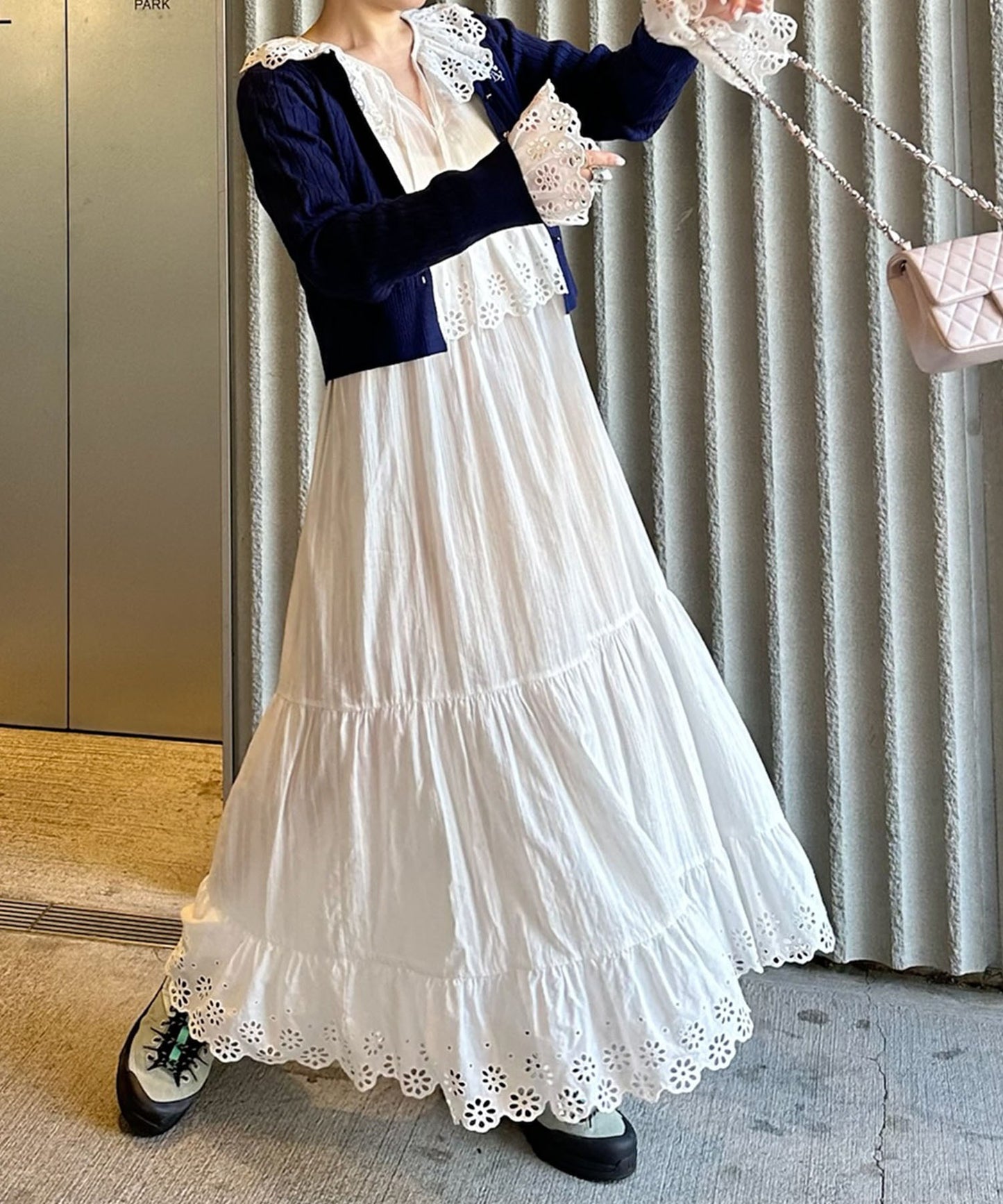 レースどっさりワンピ【ホワイト】