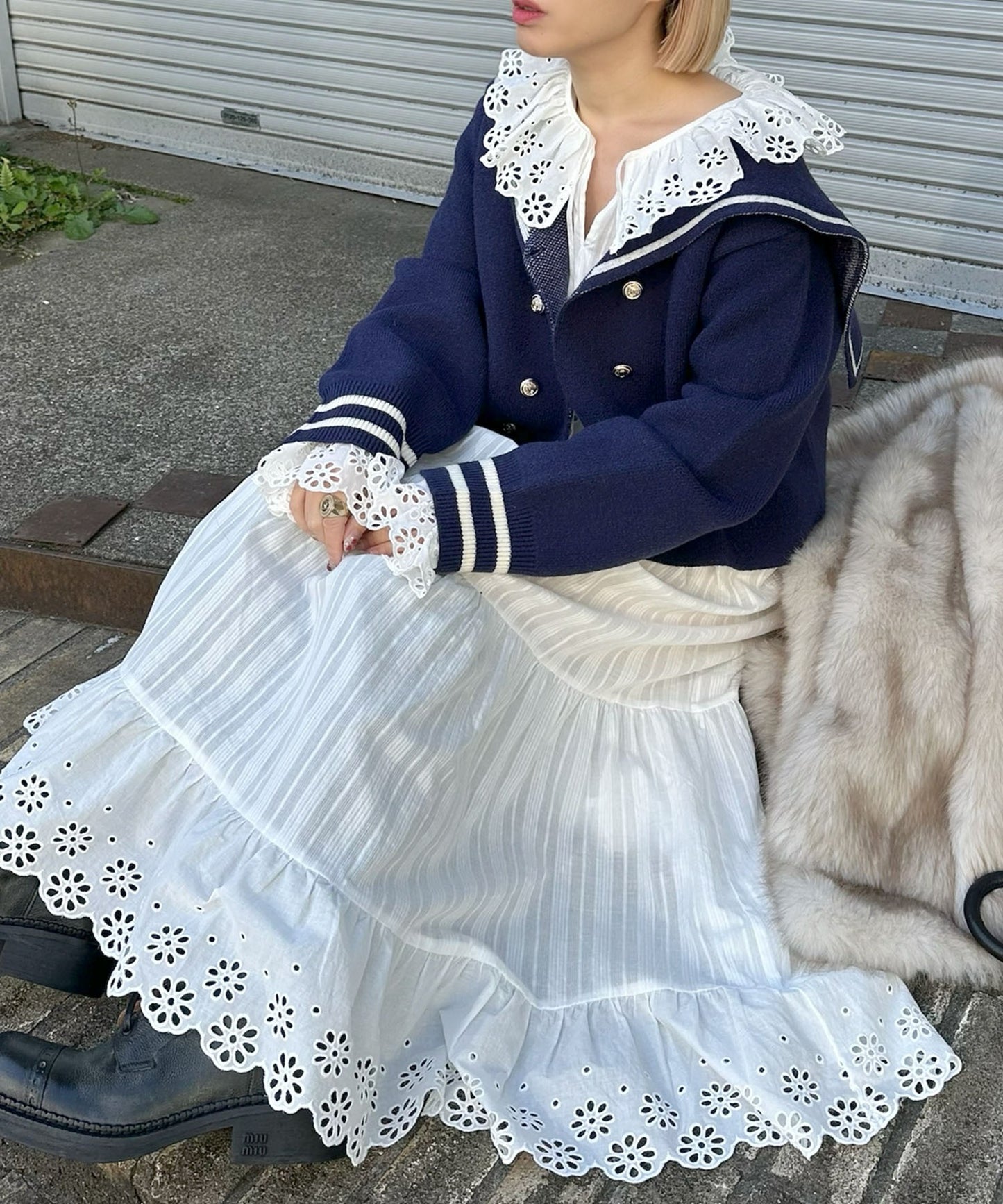 レースどっさりワンピ【ホワイト】