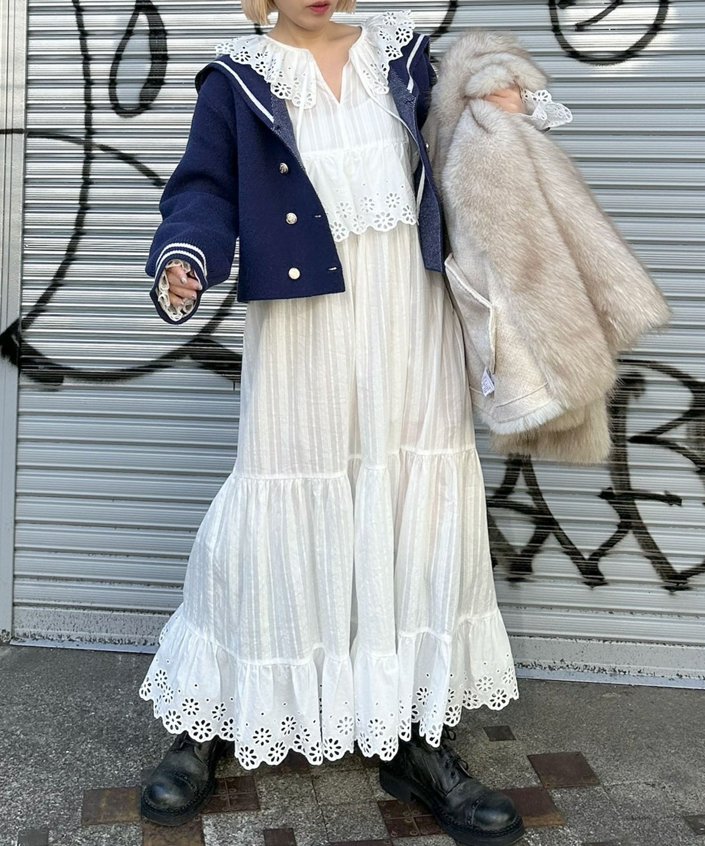 レースどっさりワンピ【ホワイト】