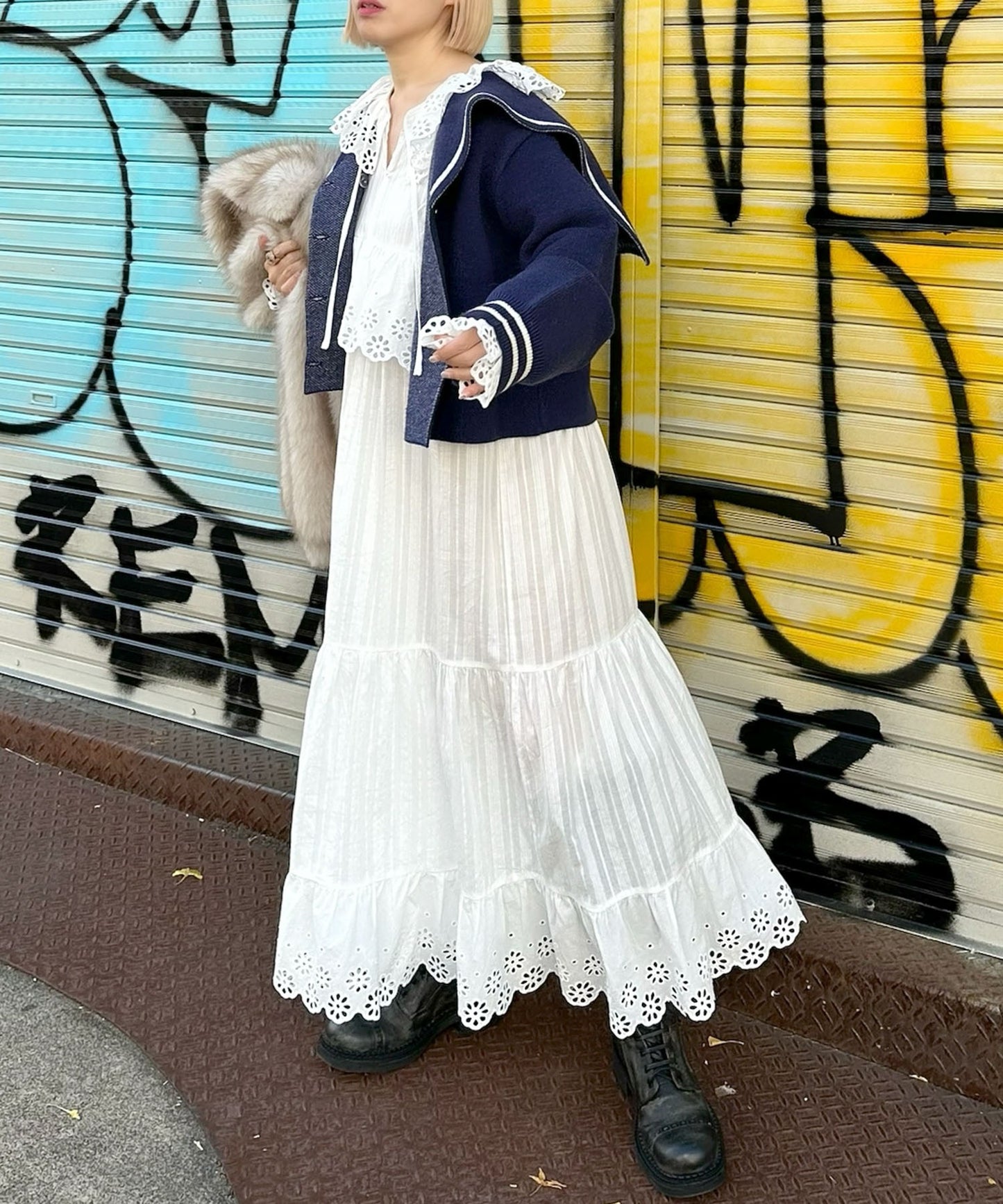 レースどっさりワンピ【ホワイト】