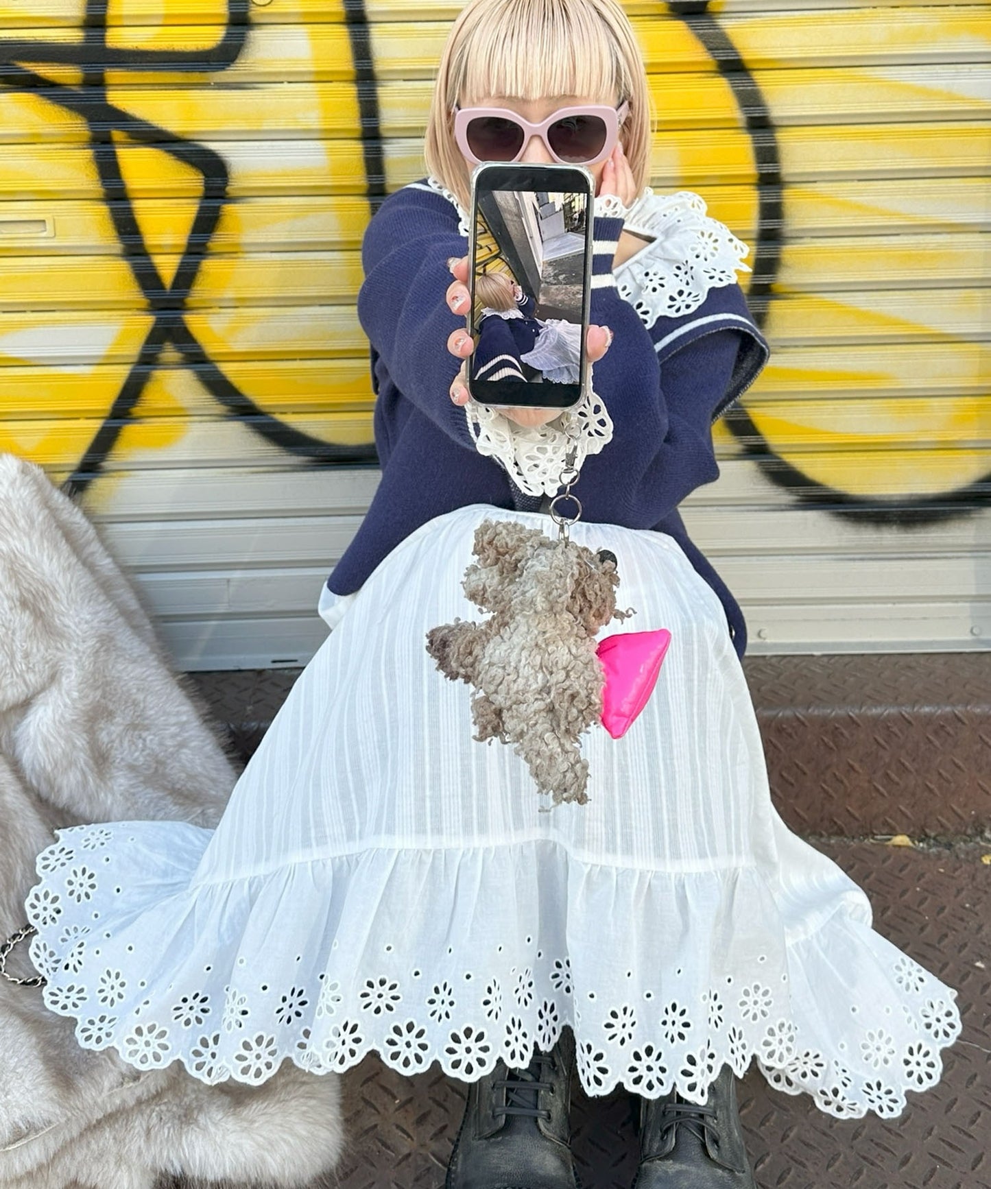 レースどっさりワンピ【ホワイト】