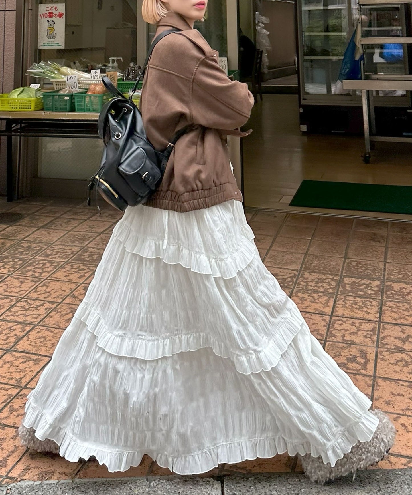 フリルティアードキャミワンピ【オフホワイト】