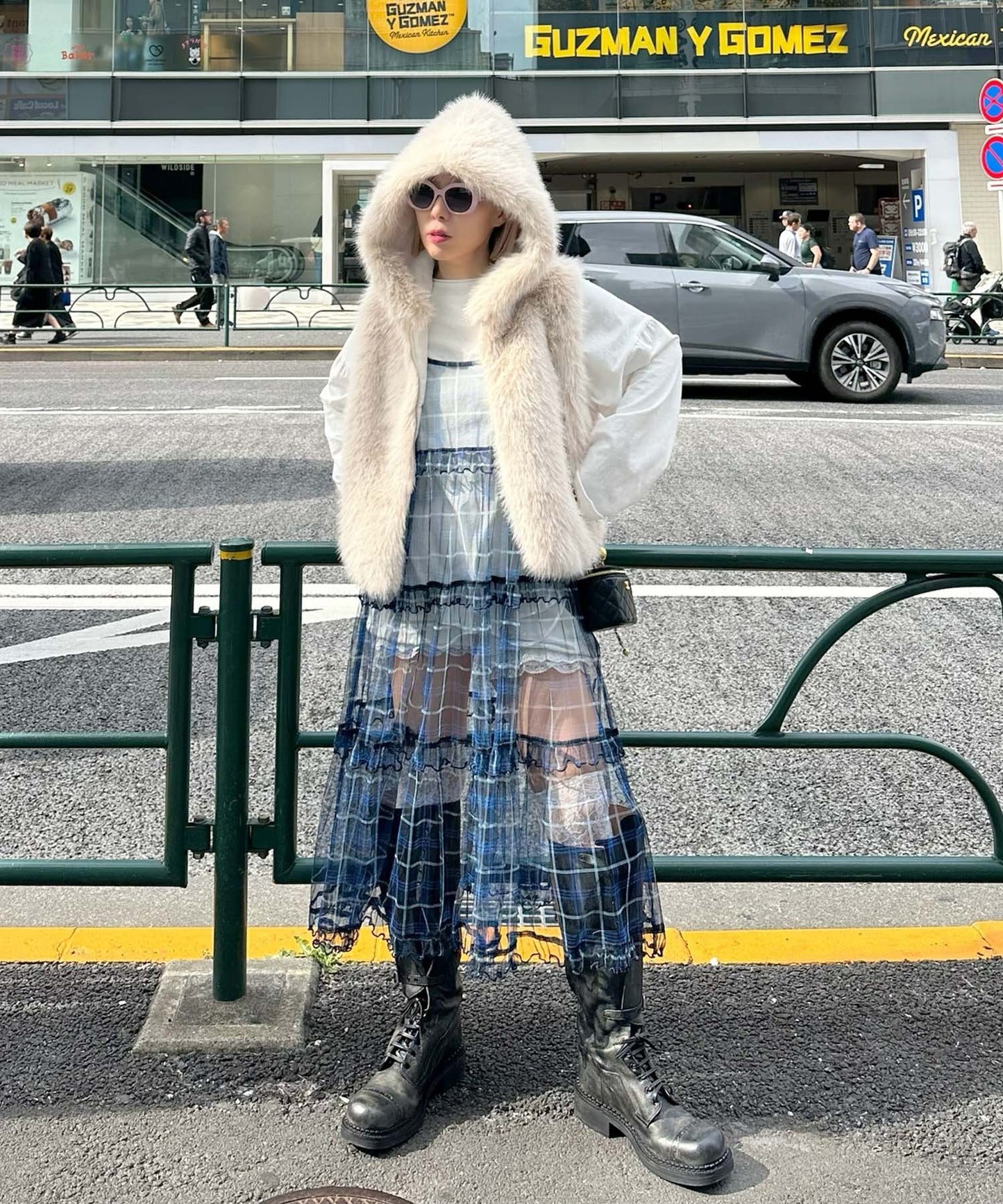 フリルティアードキャミワンピ【ブルー系1】