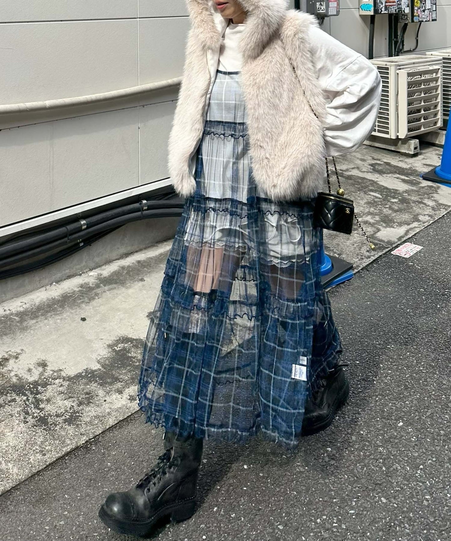 フリルティアードキャミワンピ【ブルー系1】