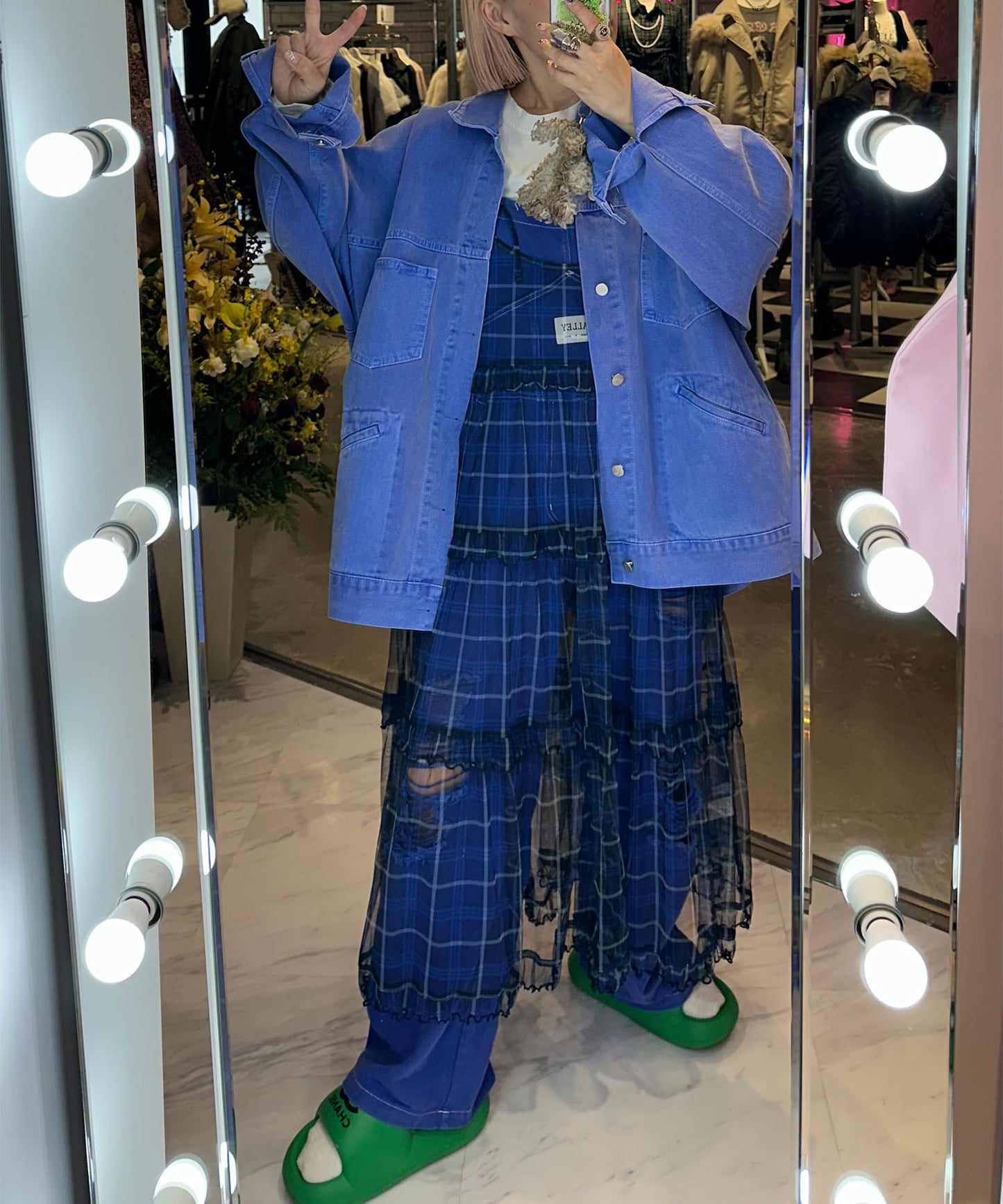 フリルティアードキャミワンピ【ブルー系1】