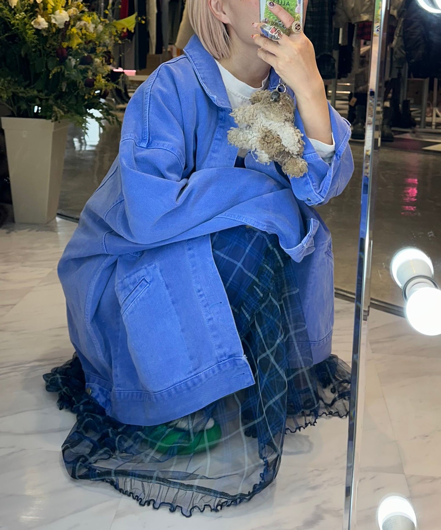 フリルティアードキャミワンピ【ブルー系1】