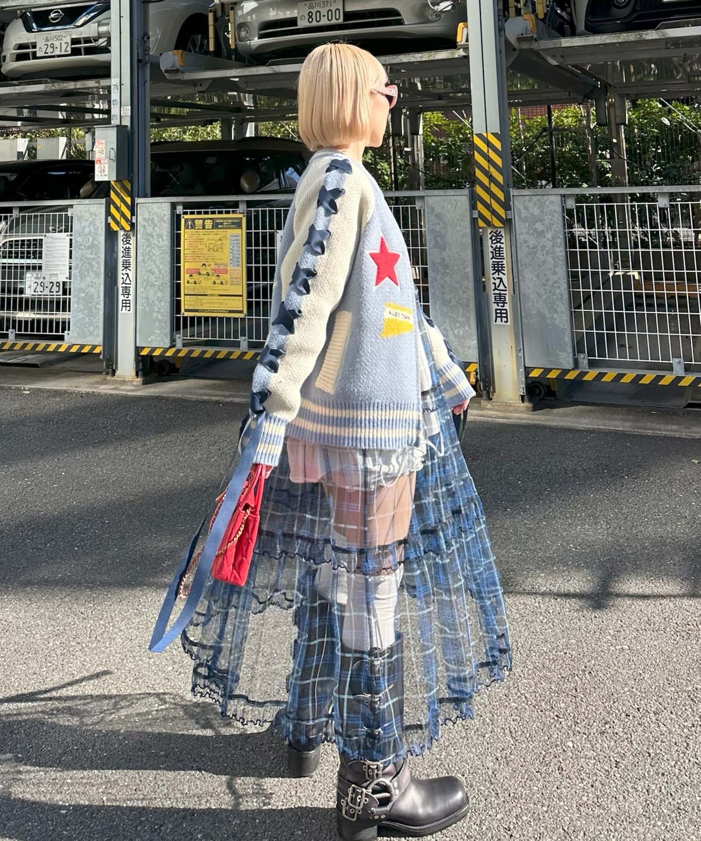 フリルティアードキャミワンピ【ブルー系1】