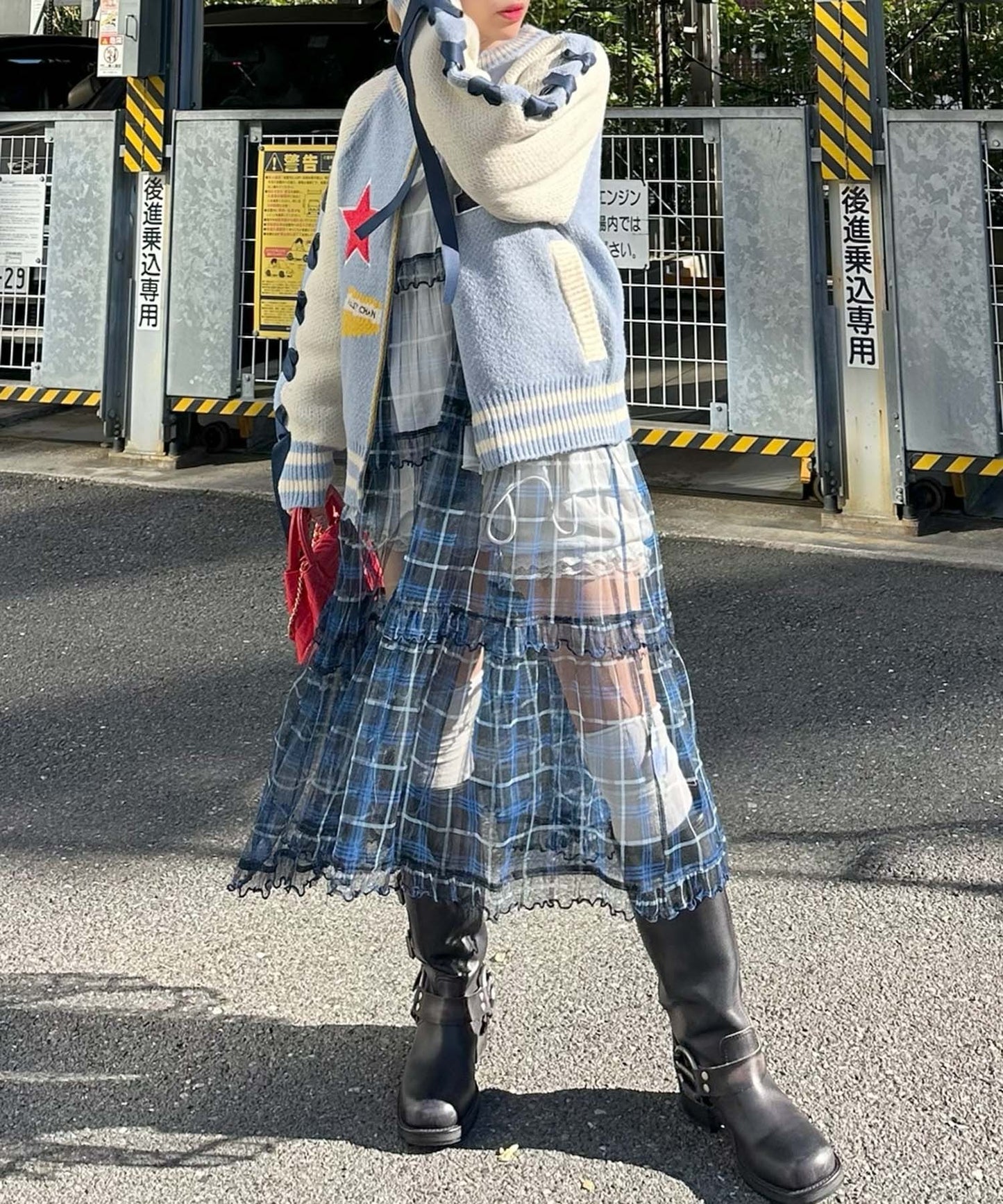 フリルティアードキャミワンピ【ブルー系1】