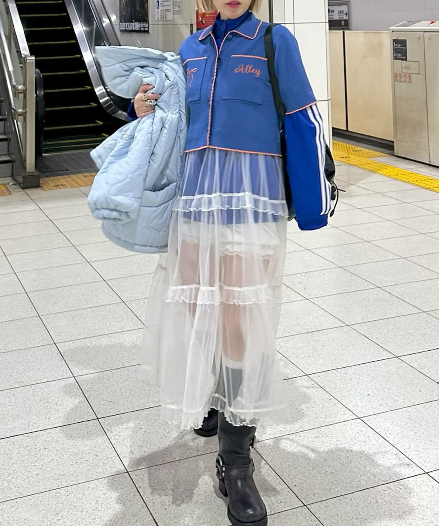 フリルティアードキャミワンピ【ホワイト系その他】