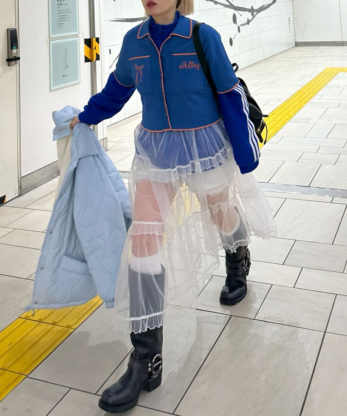 フリルティアードキャミワンピ【ホワイト系その他】