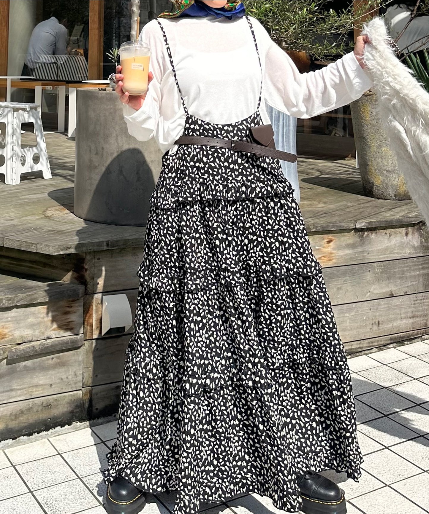 フリルティアードキャミワンピ【ブラック系】