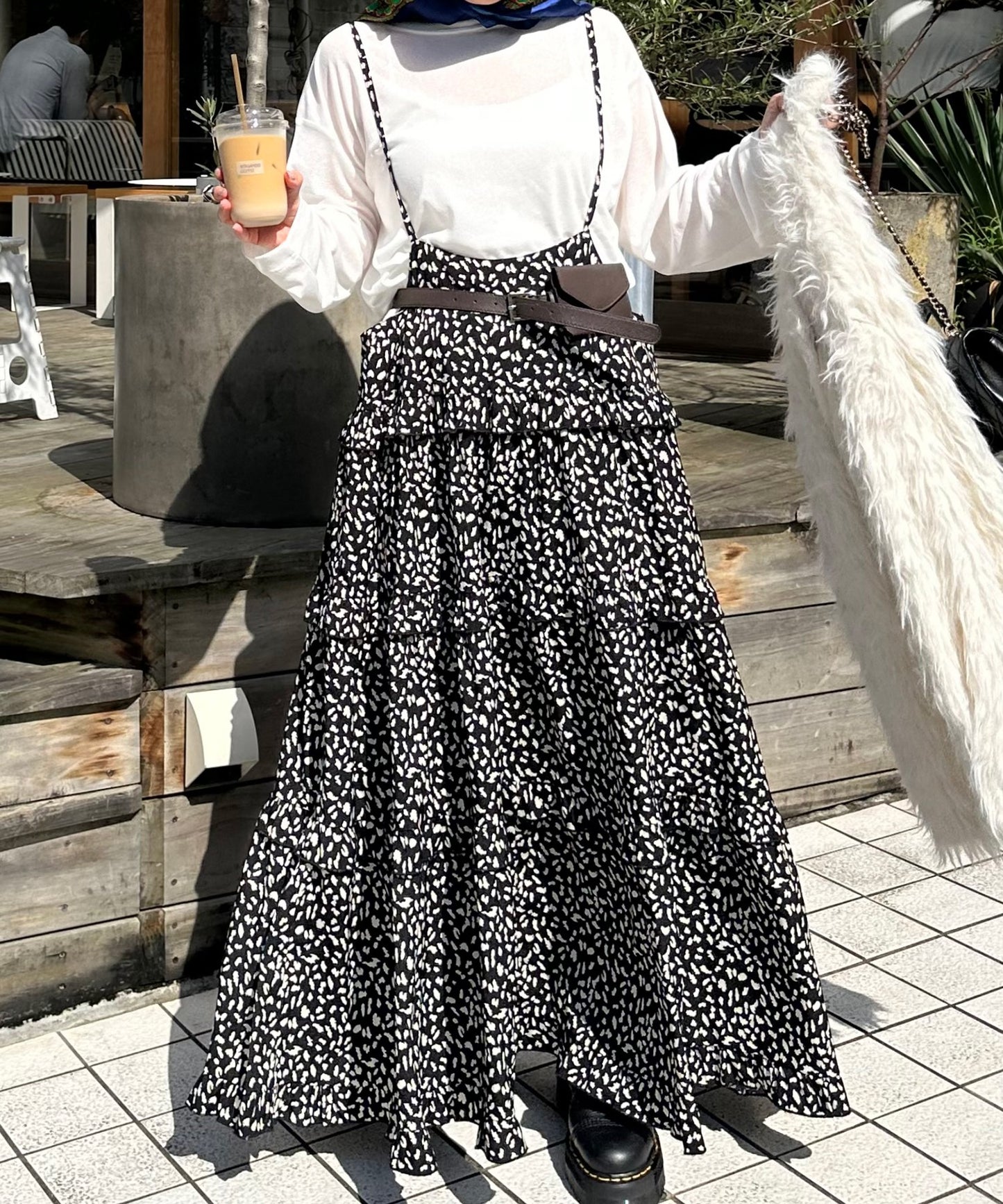 フリルティアードキャミワンピ【ブラック系】