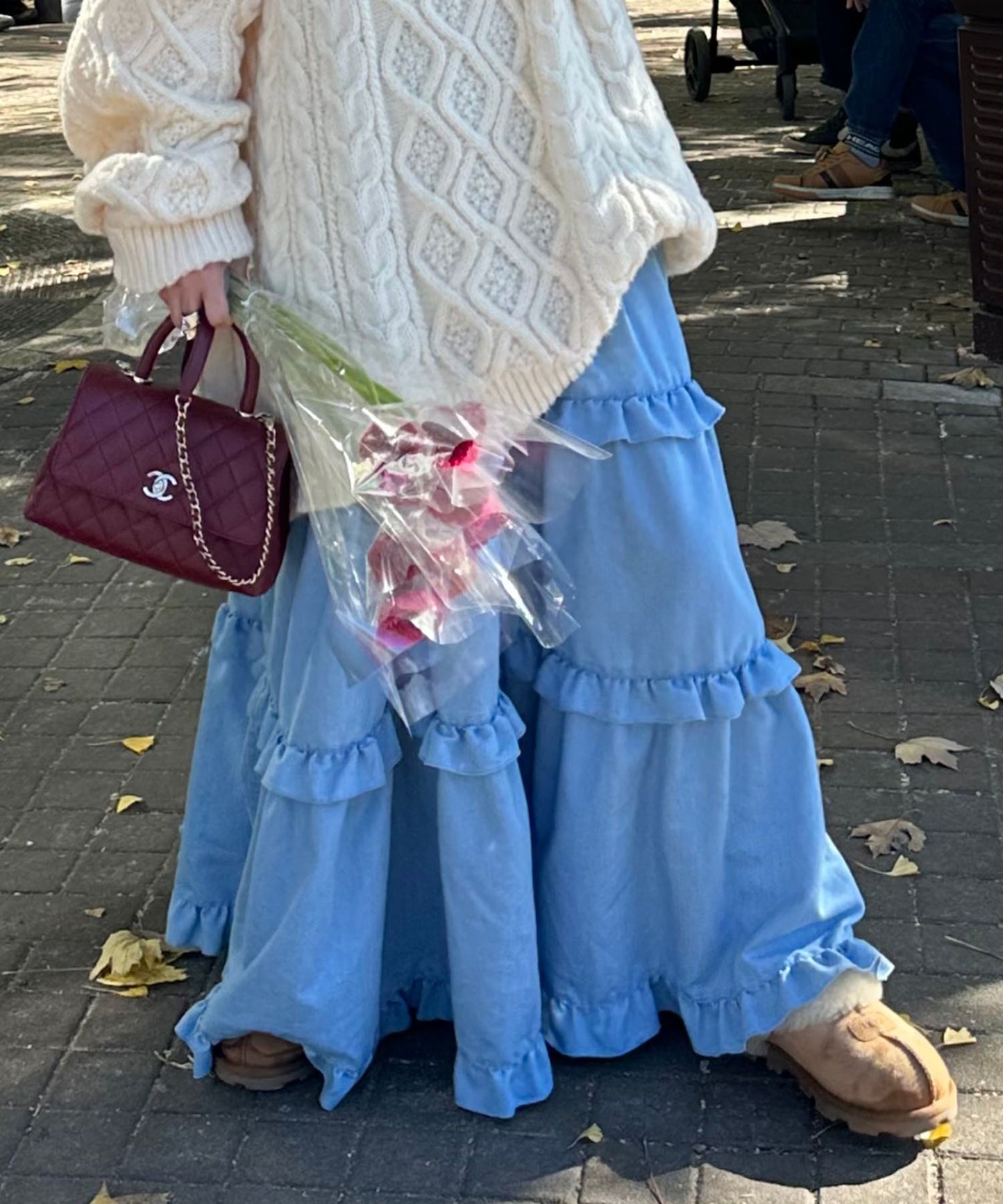 フリルティアードキャミワンピ【サックスブルー】