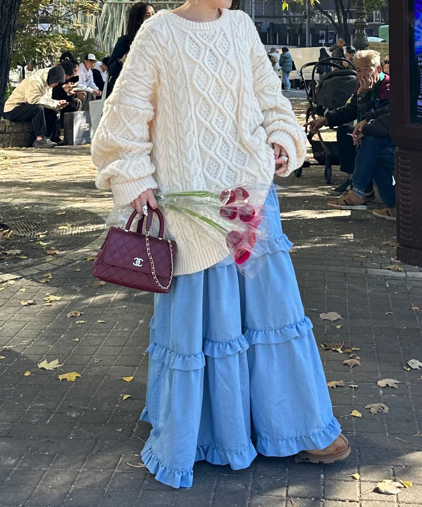 フリルティアードキャミワンピ【サックスブルー】