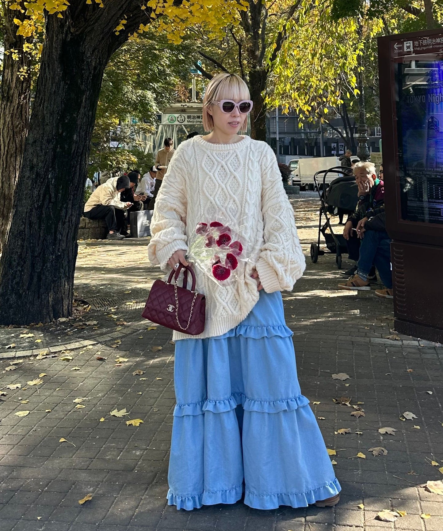 フリルティアードキャミワンピ【サックスブルー】