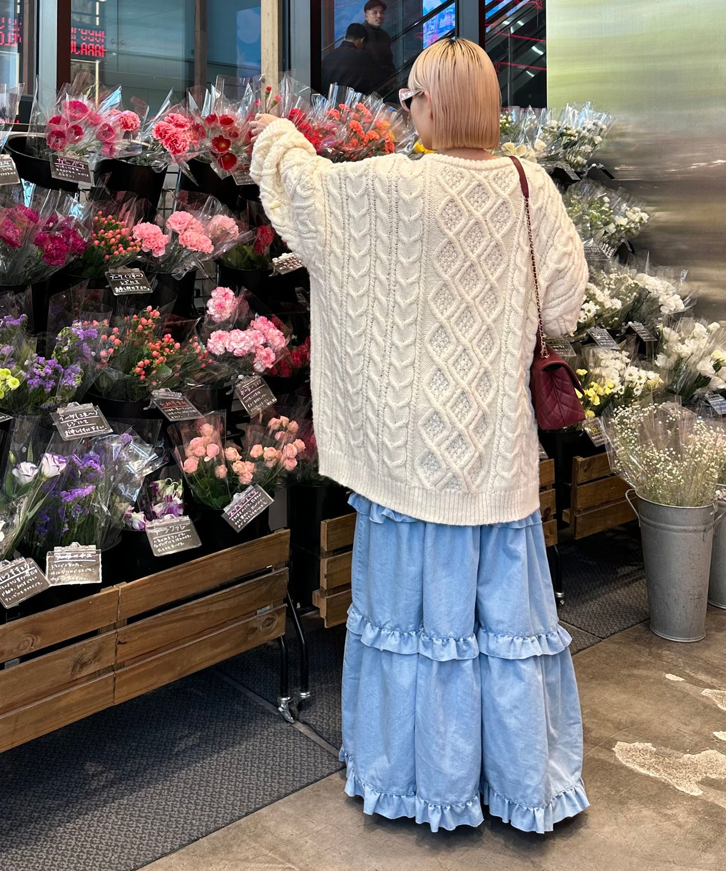 フリルティアードキャミワンピ【サックスブルー】