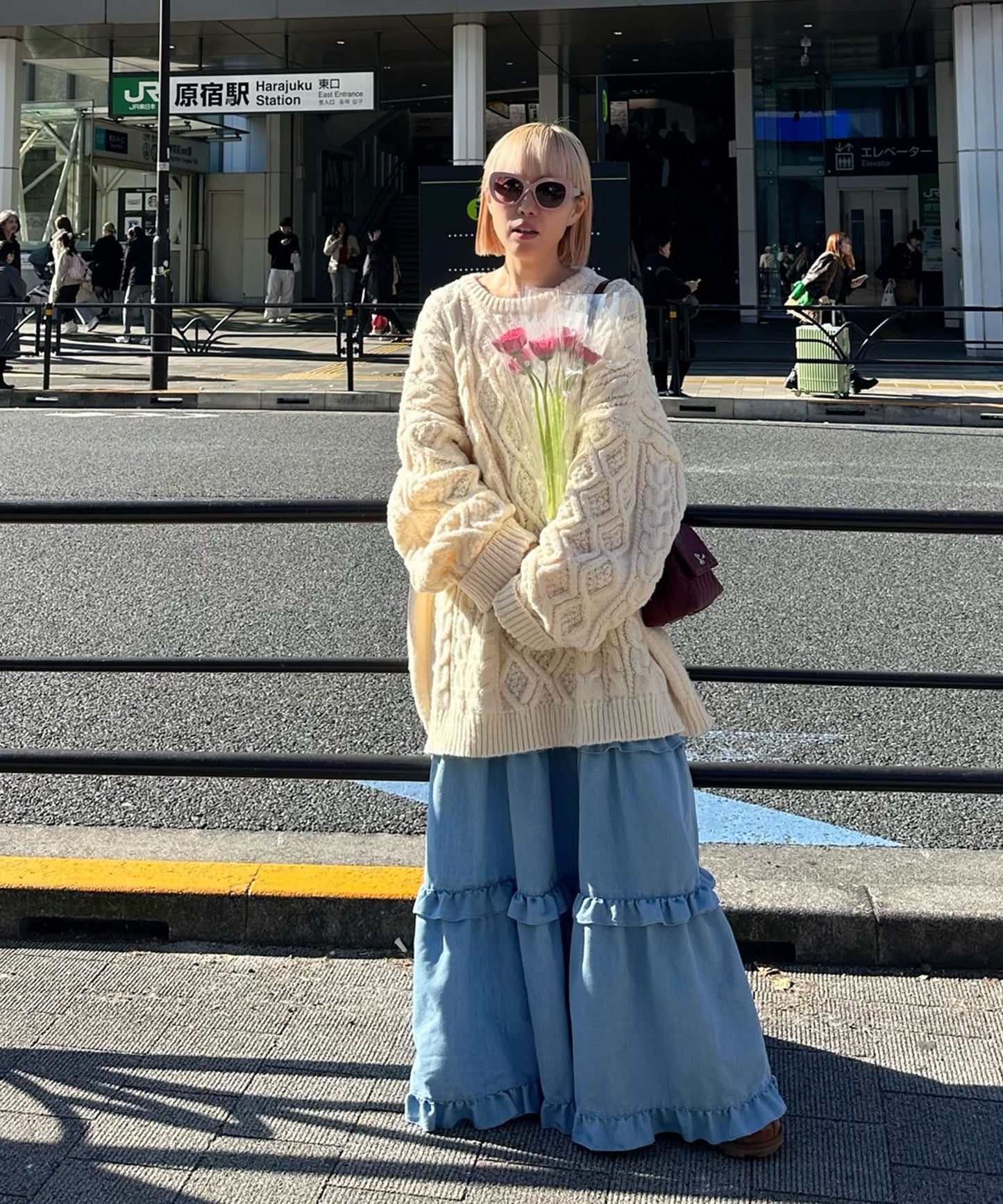 フリルティアードキャミワンピ【サックスブルー】