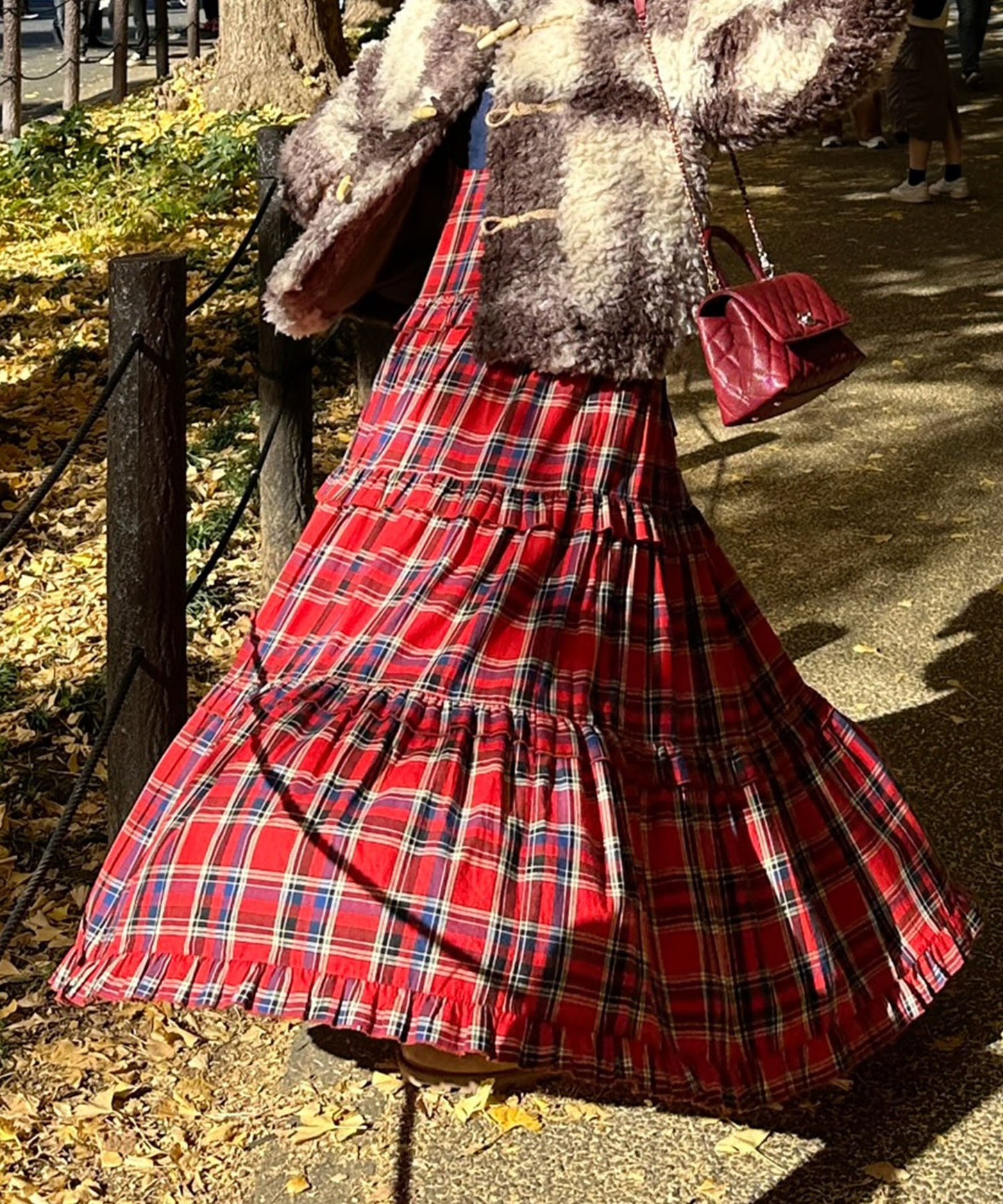 フリルティアードキャミワンピ【レッド系】