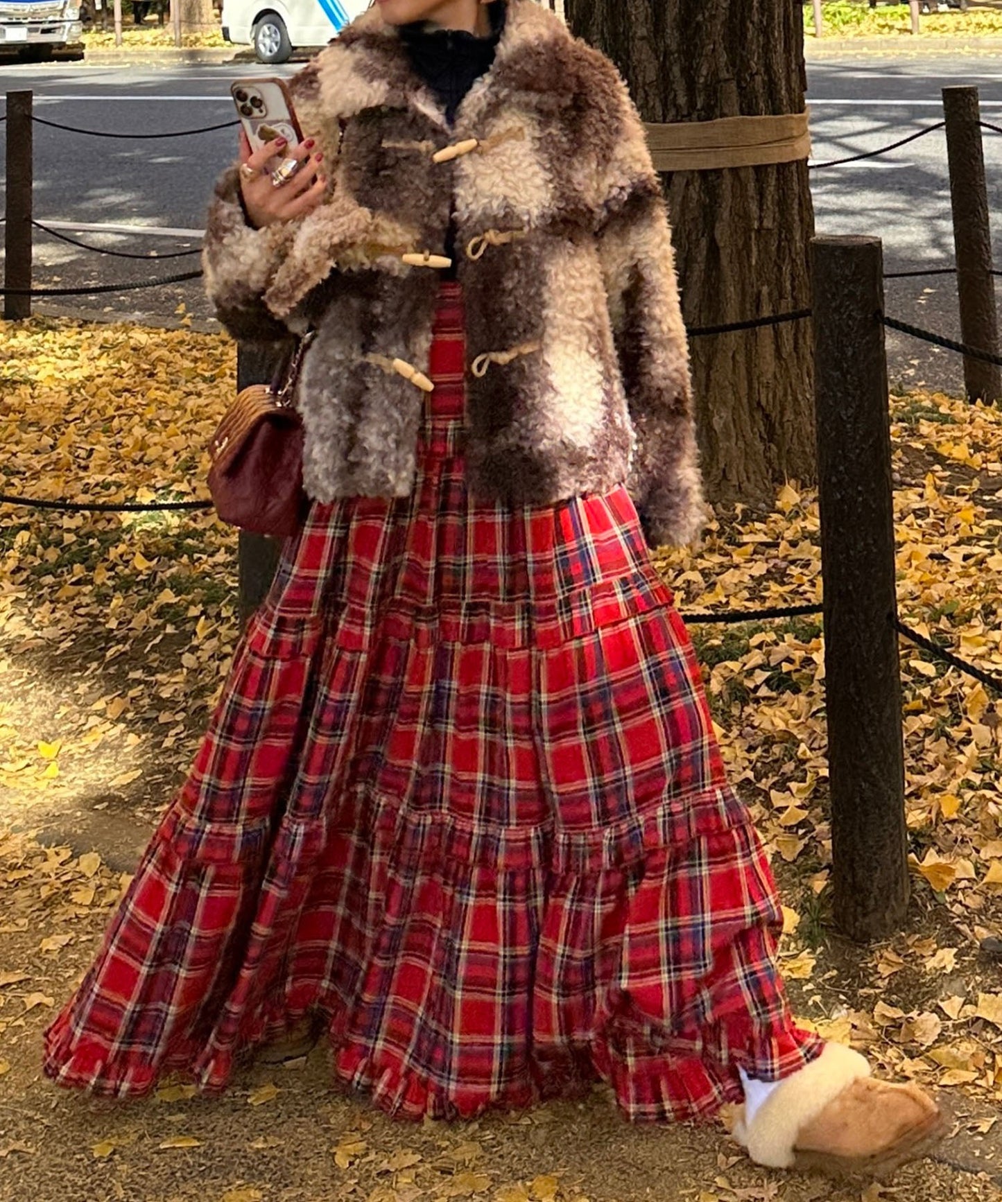 フリルティアードキャミワンピ【レッド系】