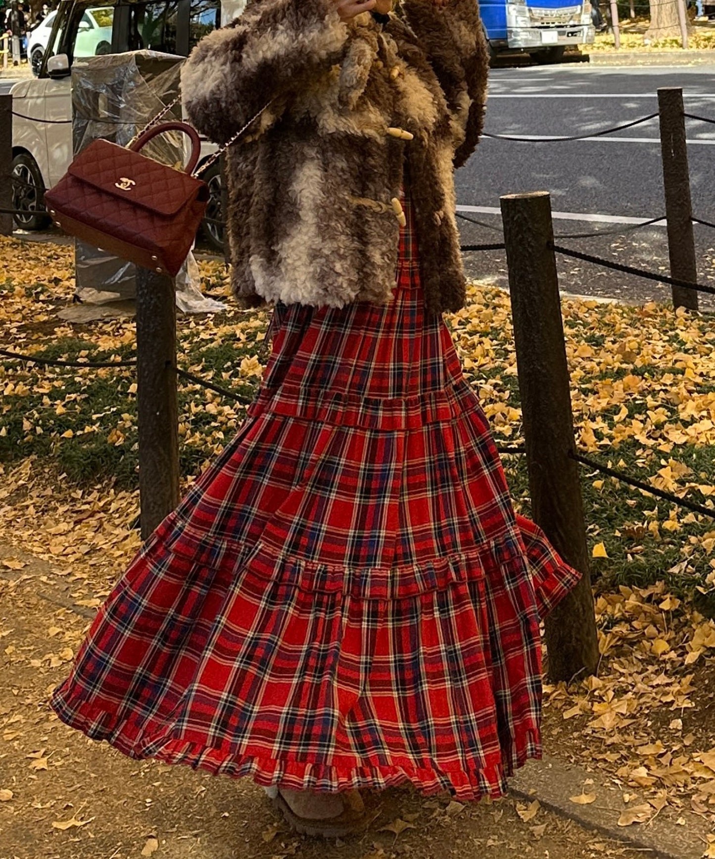 フリルティアードキャミワンピ【レッド系】