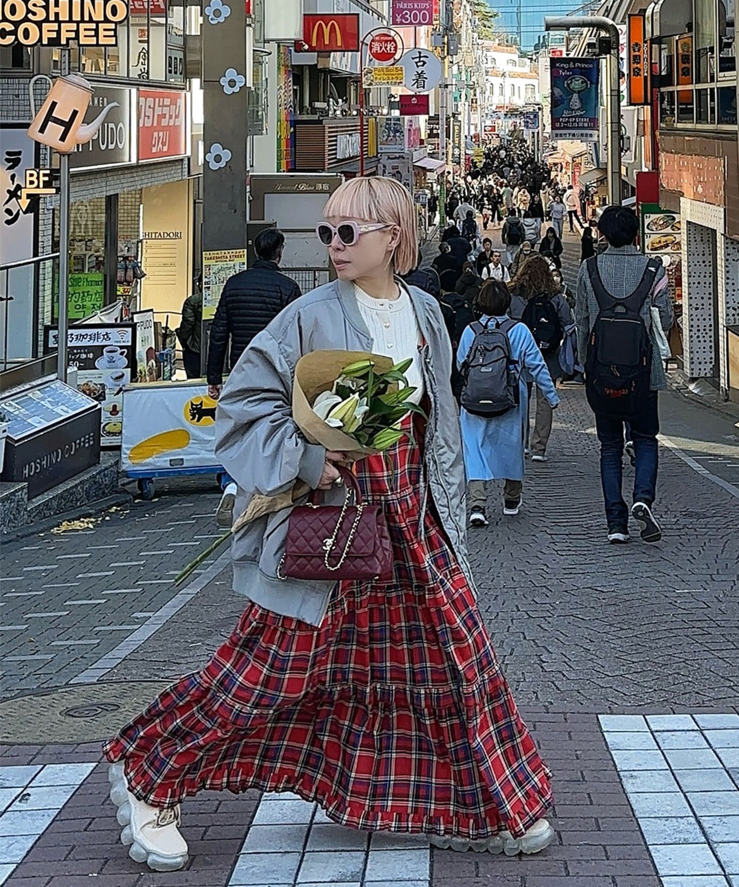 フリルティアードキャミワンピ【レッド系】