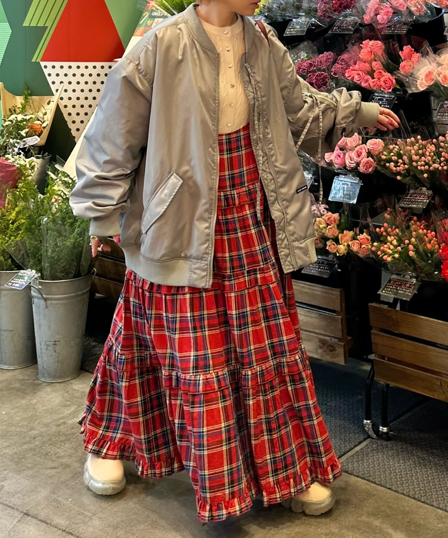 フリルティアードキャミワンピ【レッド系】