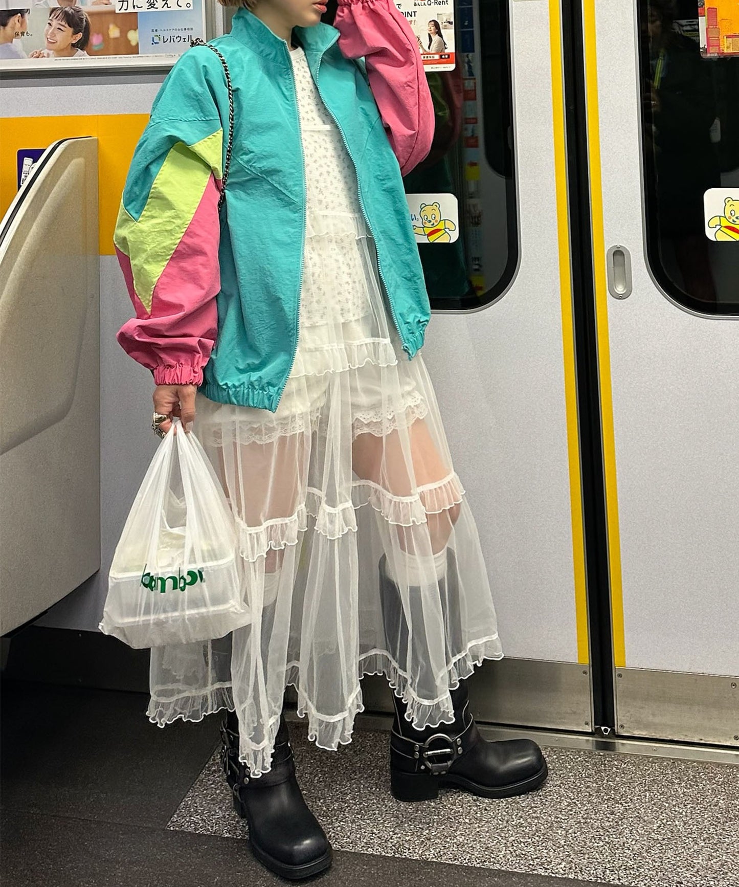 フリルティアードキャミワンピ【ホワイト系その他】