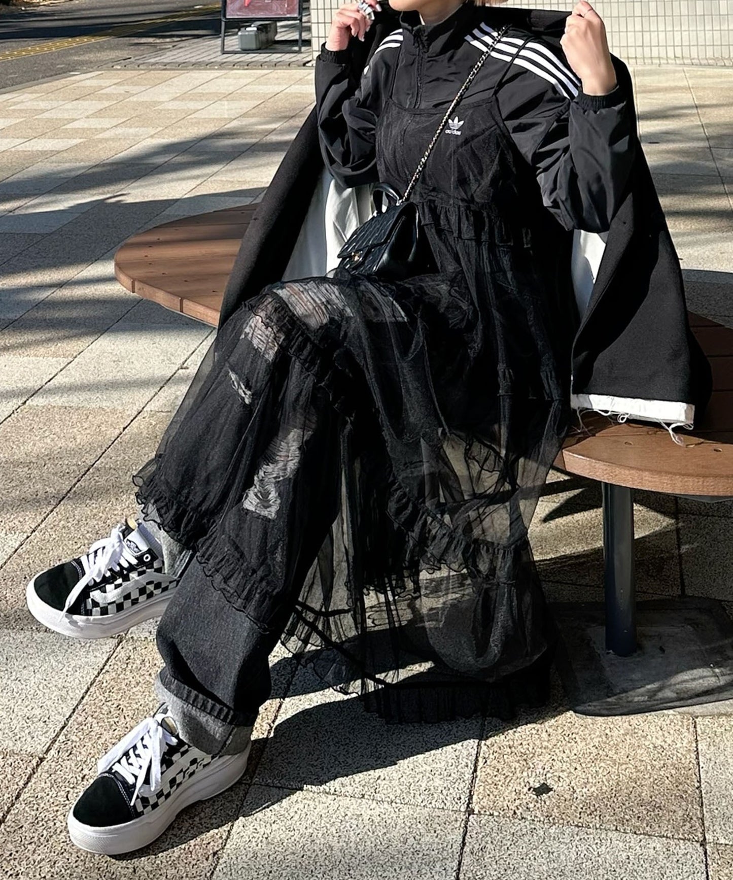 フリルティアードキャミワンピ【ブラック系その他】