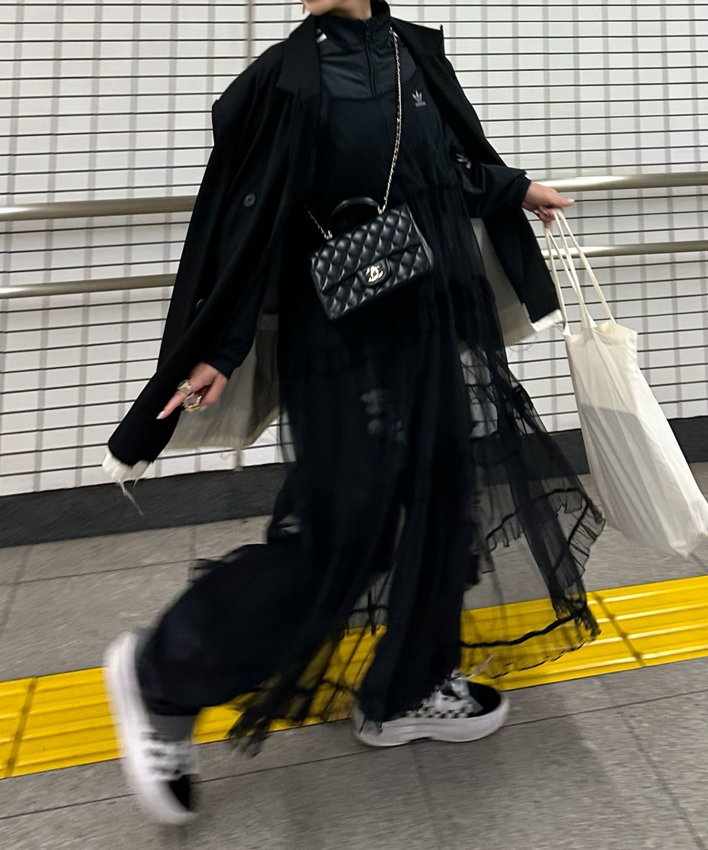 フリルティアードキャミワンピ【ブラック系その他】