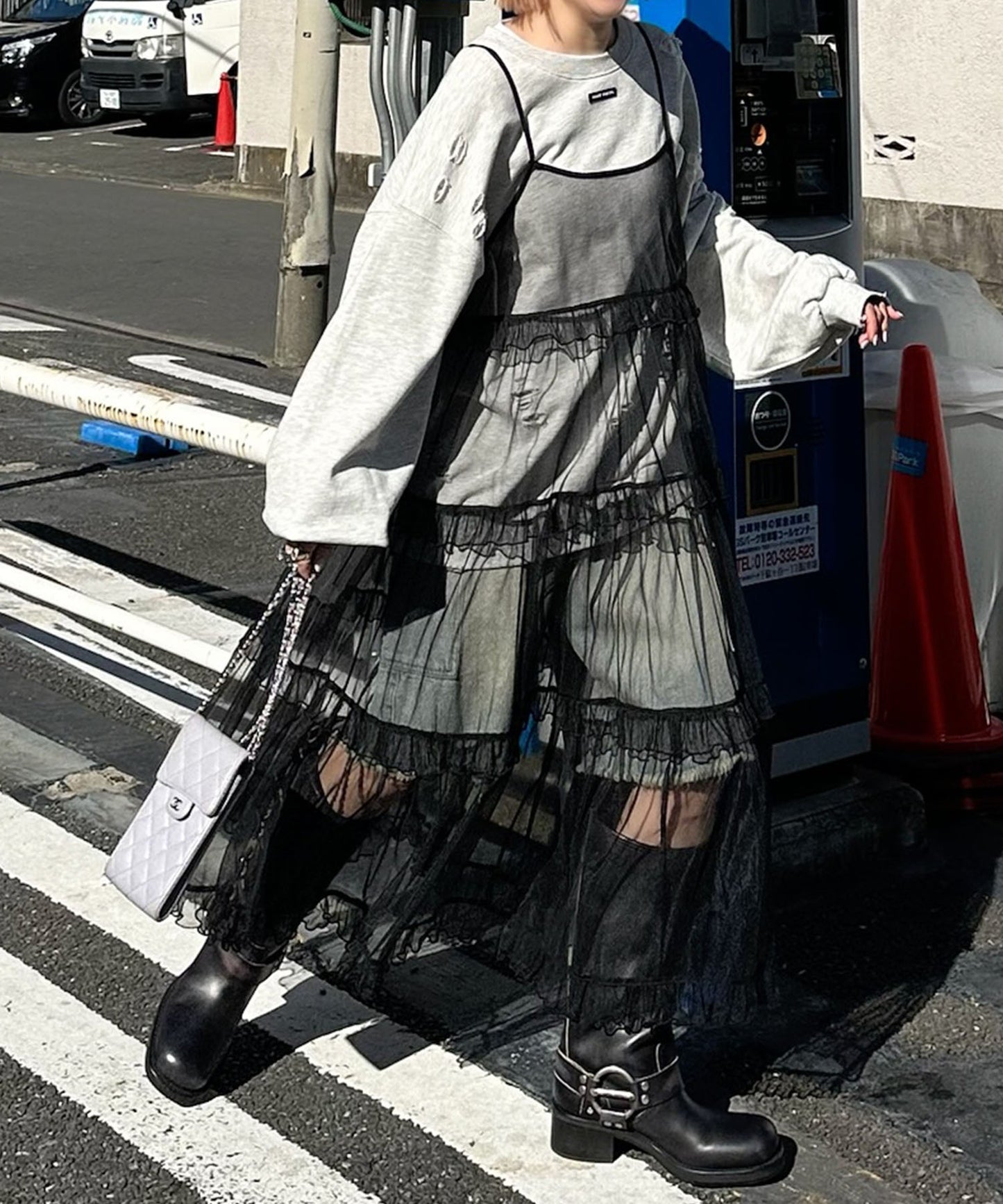 フリルティアードキャミワンピ【ブラック系その他】