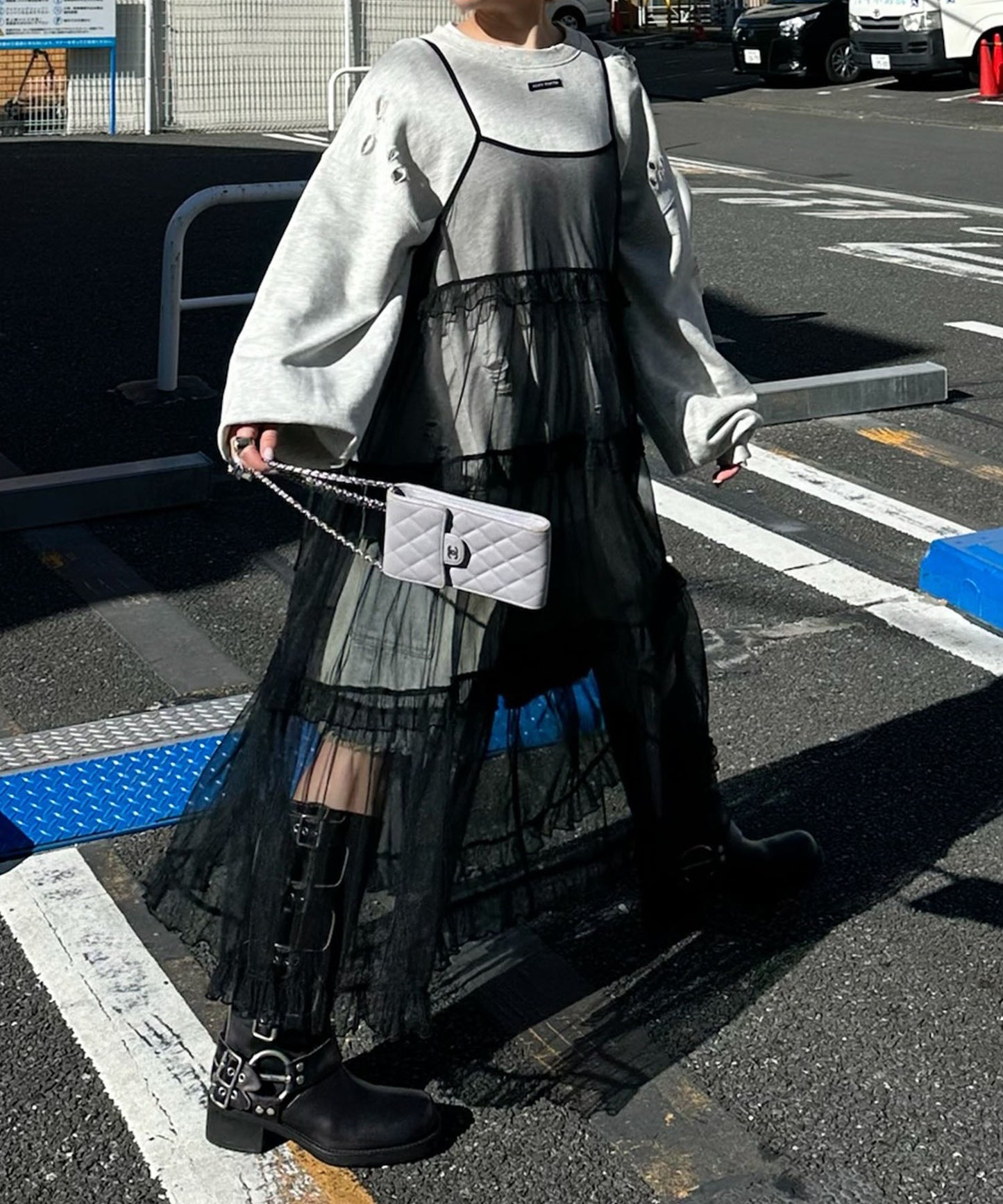 フリルティアードキャミワンピ【ブラック系その他】