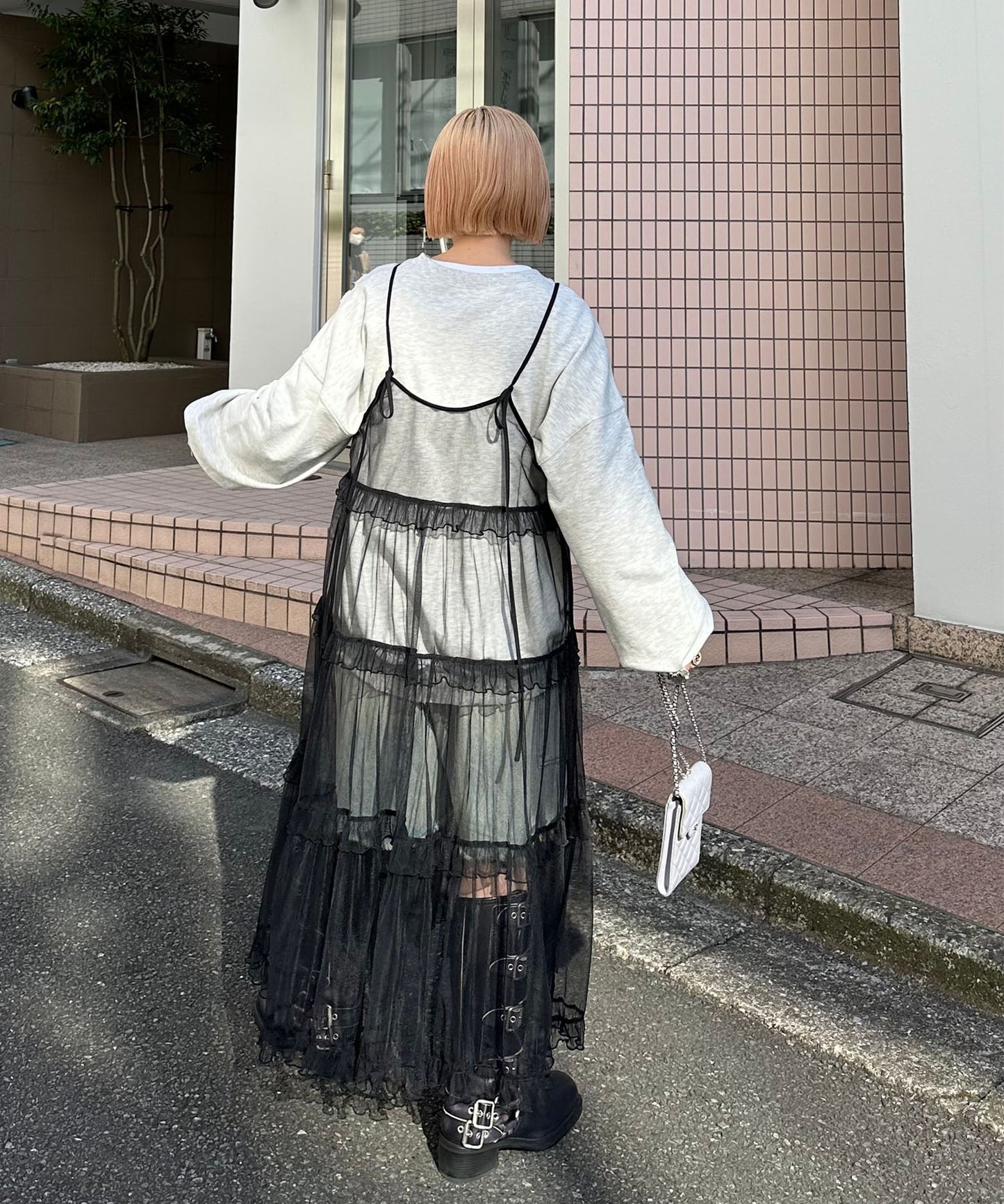 フリルティアードキャミワンピ【ブラック系その他】