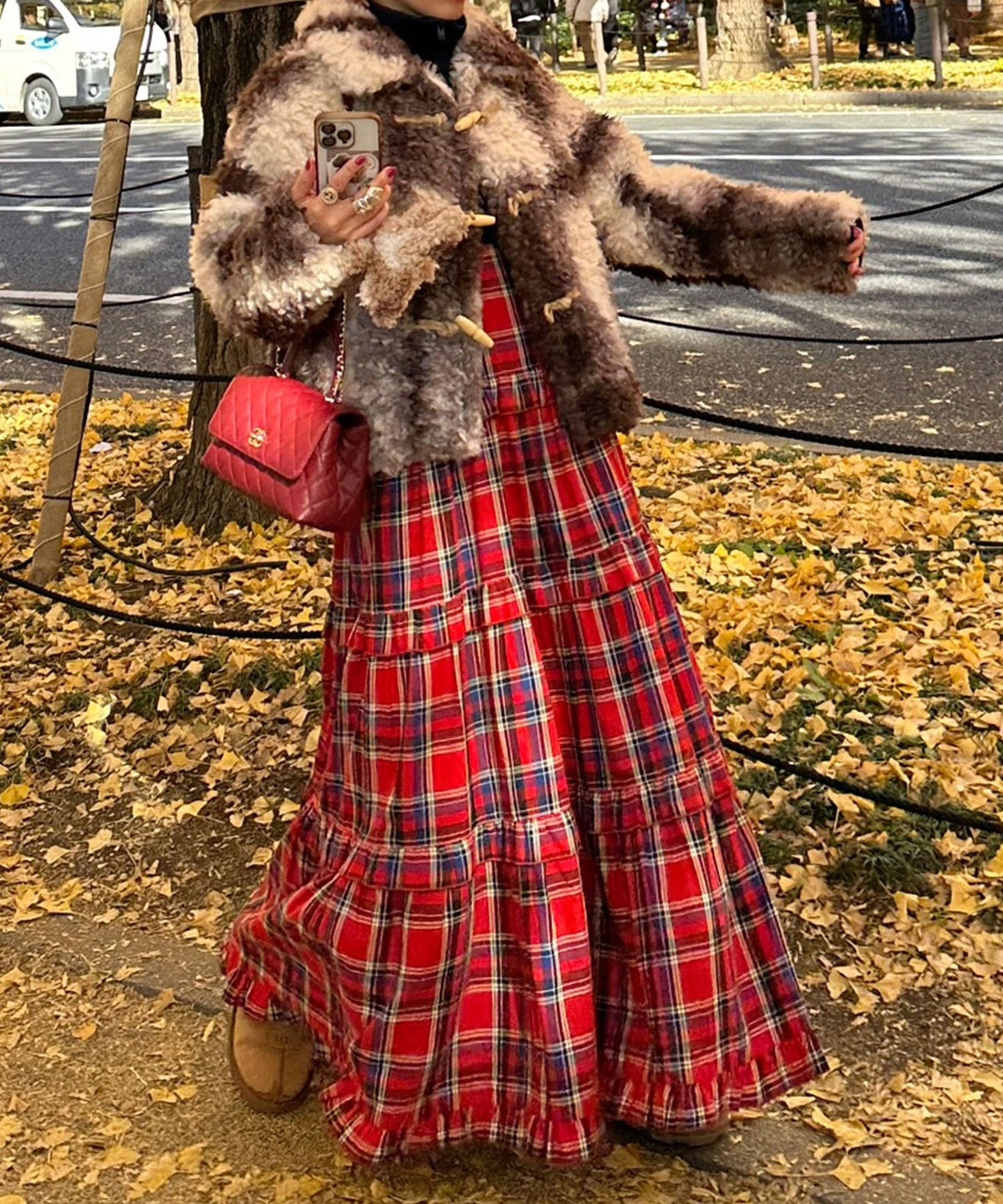 フリルティアードキャミワンピ【レッド系】