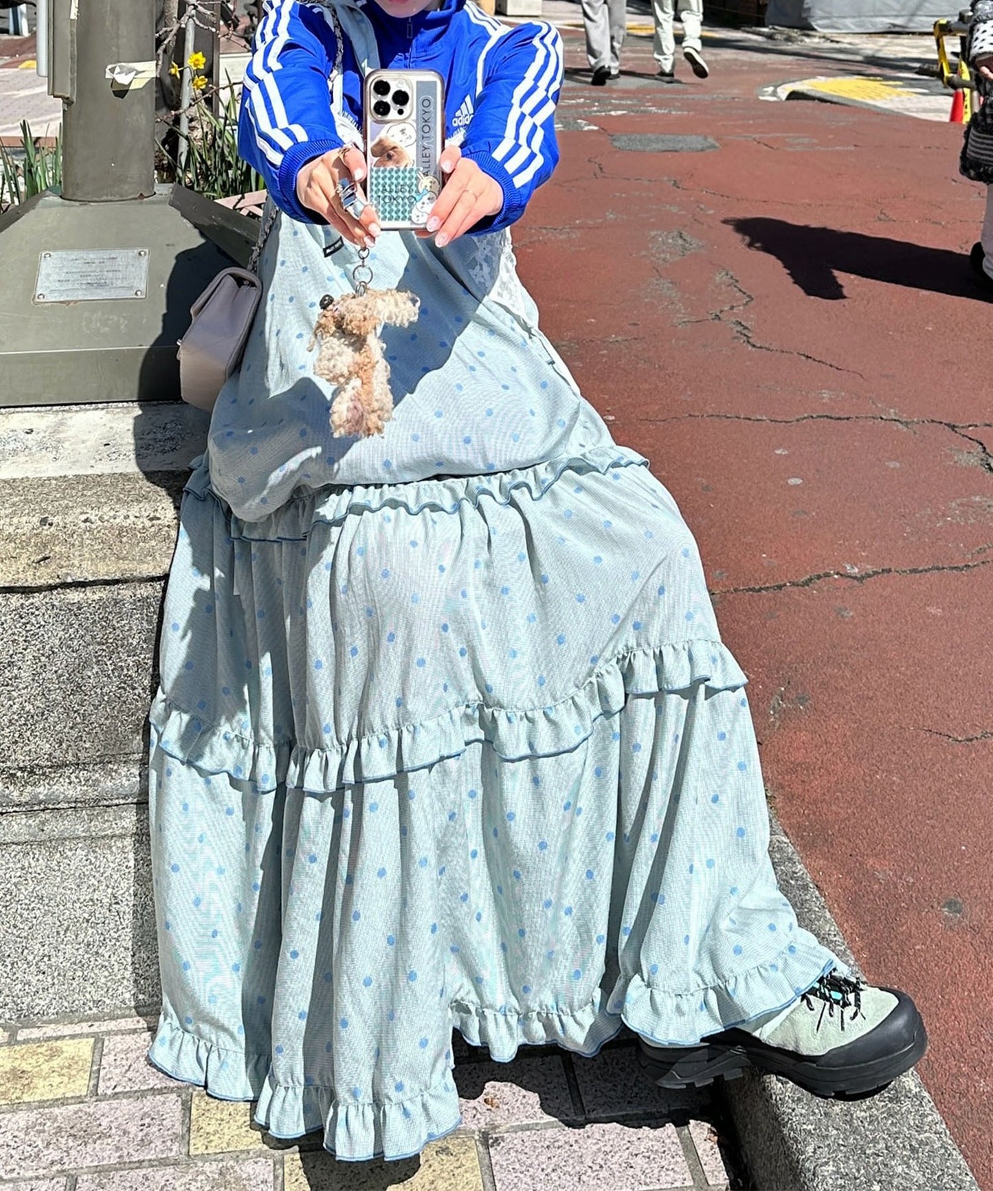 フリルティアードキャミワンピ【サックスブルー系】