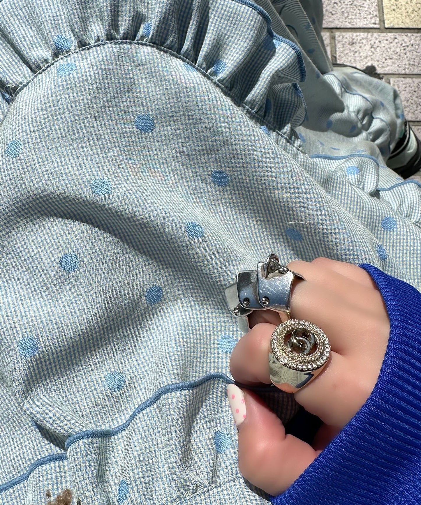 フリルティアードキャミワンピ【サックスブルー系】