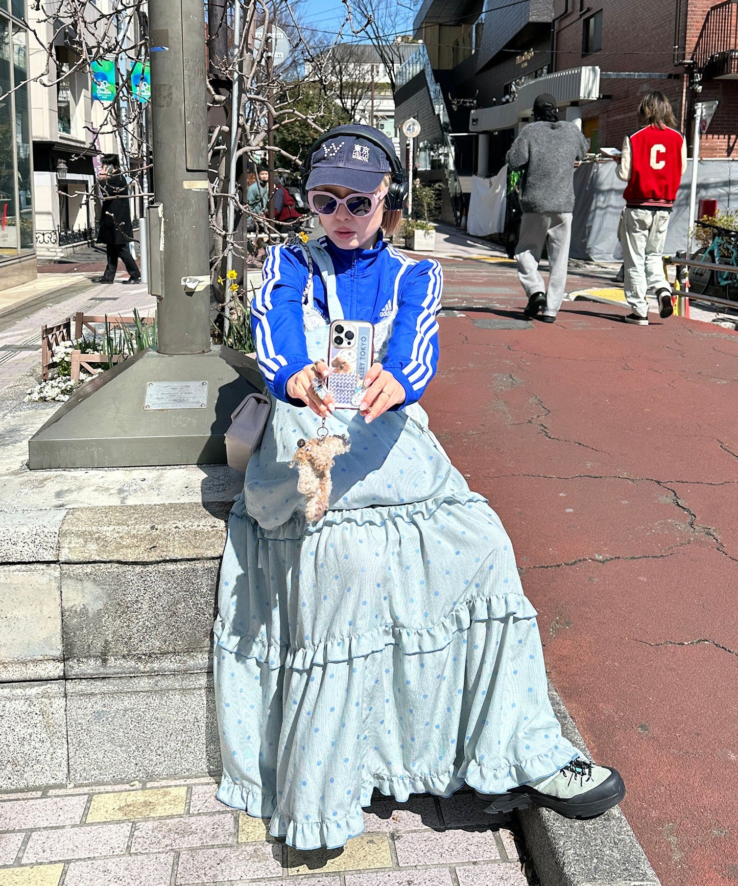 フリルティアードキャミワンピ【サックスブルー系】