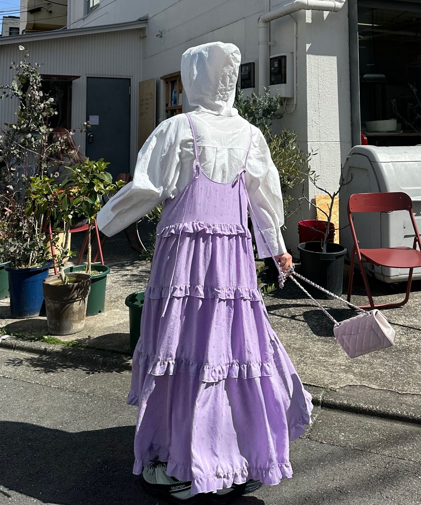 フリルティアードキャミワンピ【ピンク系】