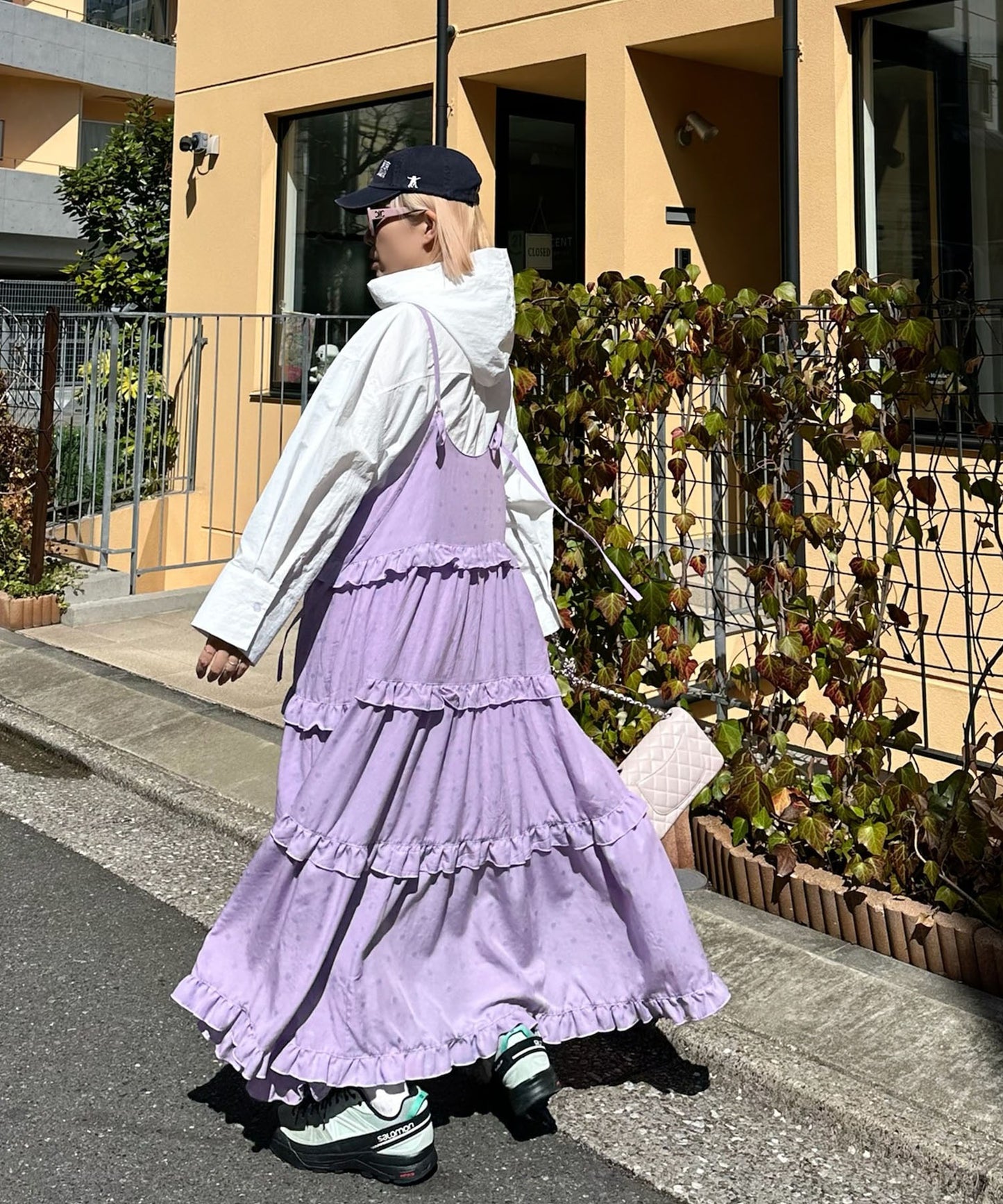 フリルティアードキャミワンピ【ピンク系】