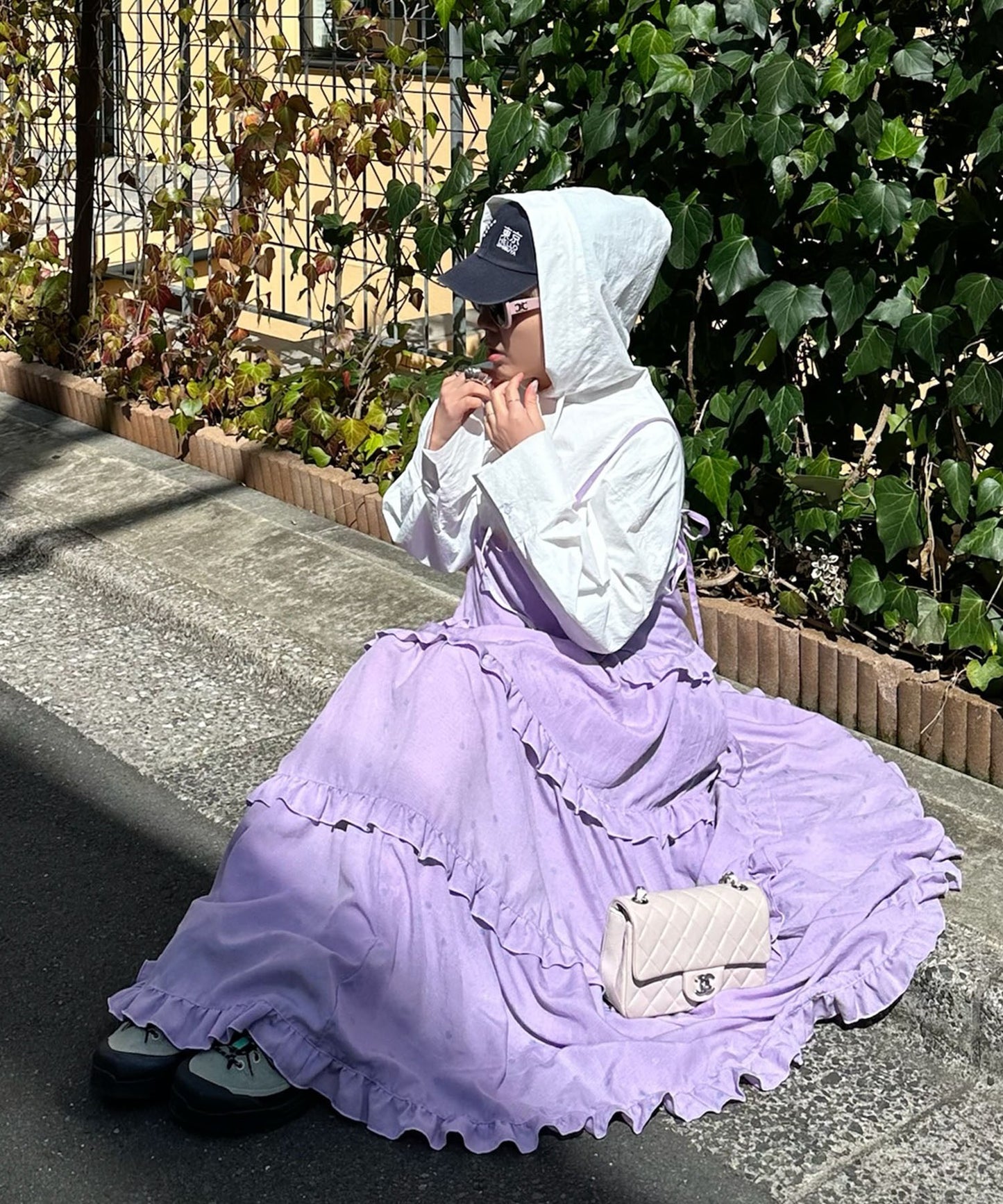 フリルティアードキャミワンピ【ピンク系】